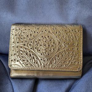 Gold genuine leather vintage wallet
